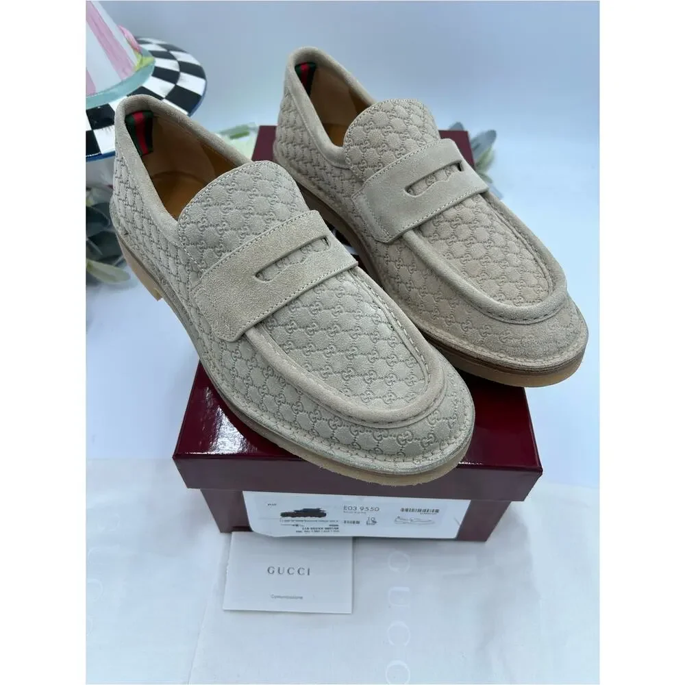 Men's Gucci, GG monogram web loafers size 10 fits 10.5 US made in Italy